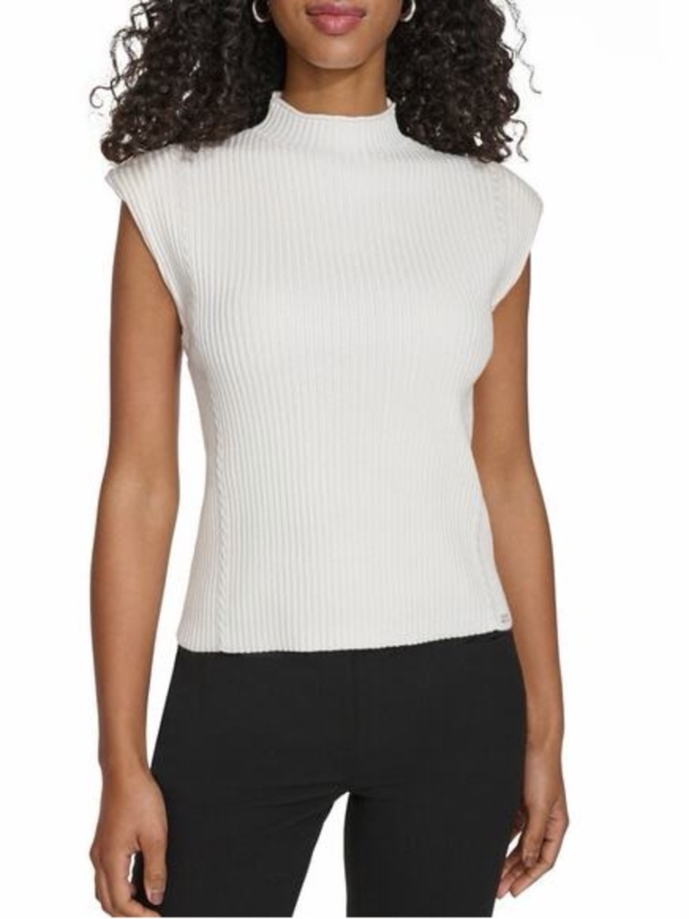 Calvin Klein Women's Mock-Neck
Sleeveless Rib-Knit Sweater L